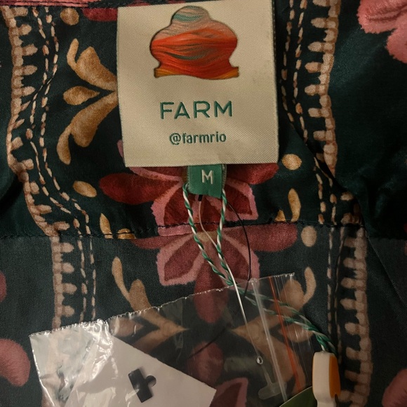 NW*O*T Farm Rio Seashell Flowers Shirt Pink Teal M - Picture 9 of 9